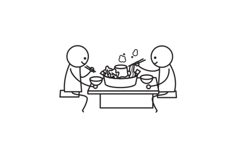 友達と 鍋を 食べます。