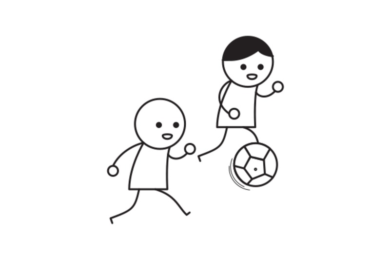 友達と サッカーを します。