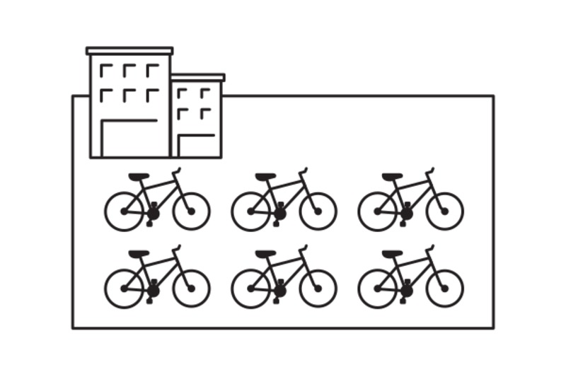 会社に 自転車が 6台 あります。